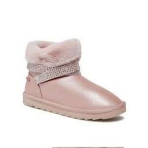 Mayoral Girls Faux Fur Boots in Blush Pink Shimmer Bling Trim 29/US 11